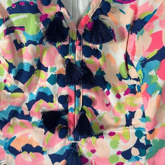 Lilly Pulitzer Cabrey Shift Dress MULTI PINA COLADA CLUB Pink Navy Size 2 27662 - Picture 3 of 11